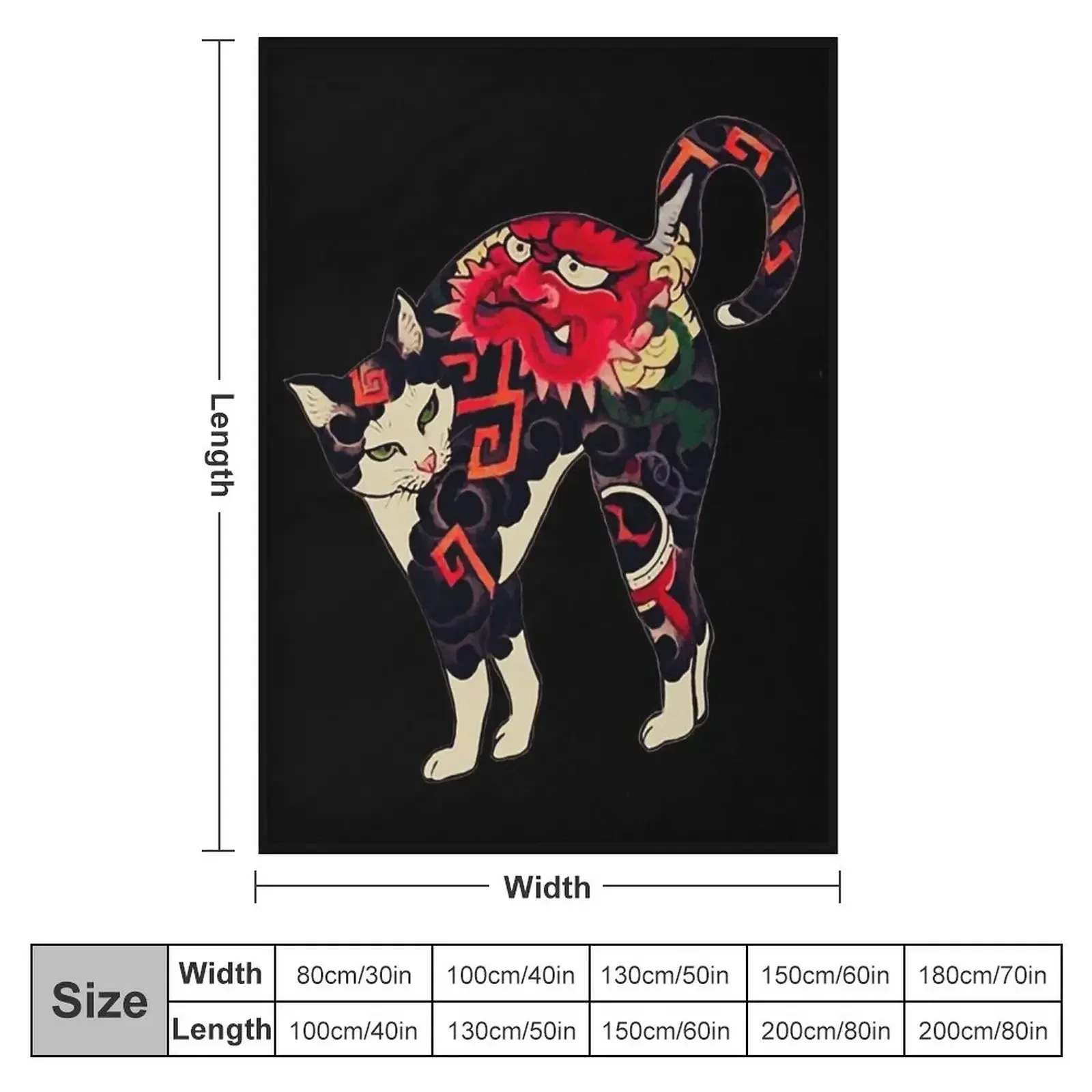 Antique Japanese Woodblock Print Cat with Flower Tattoos Throw Blanket Flannel Fabric Quilt Baby bed plaid Bed Blankets