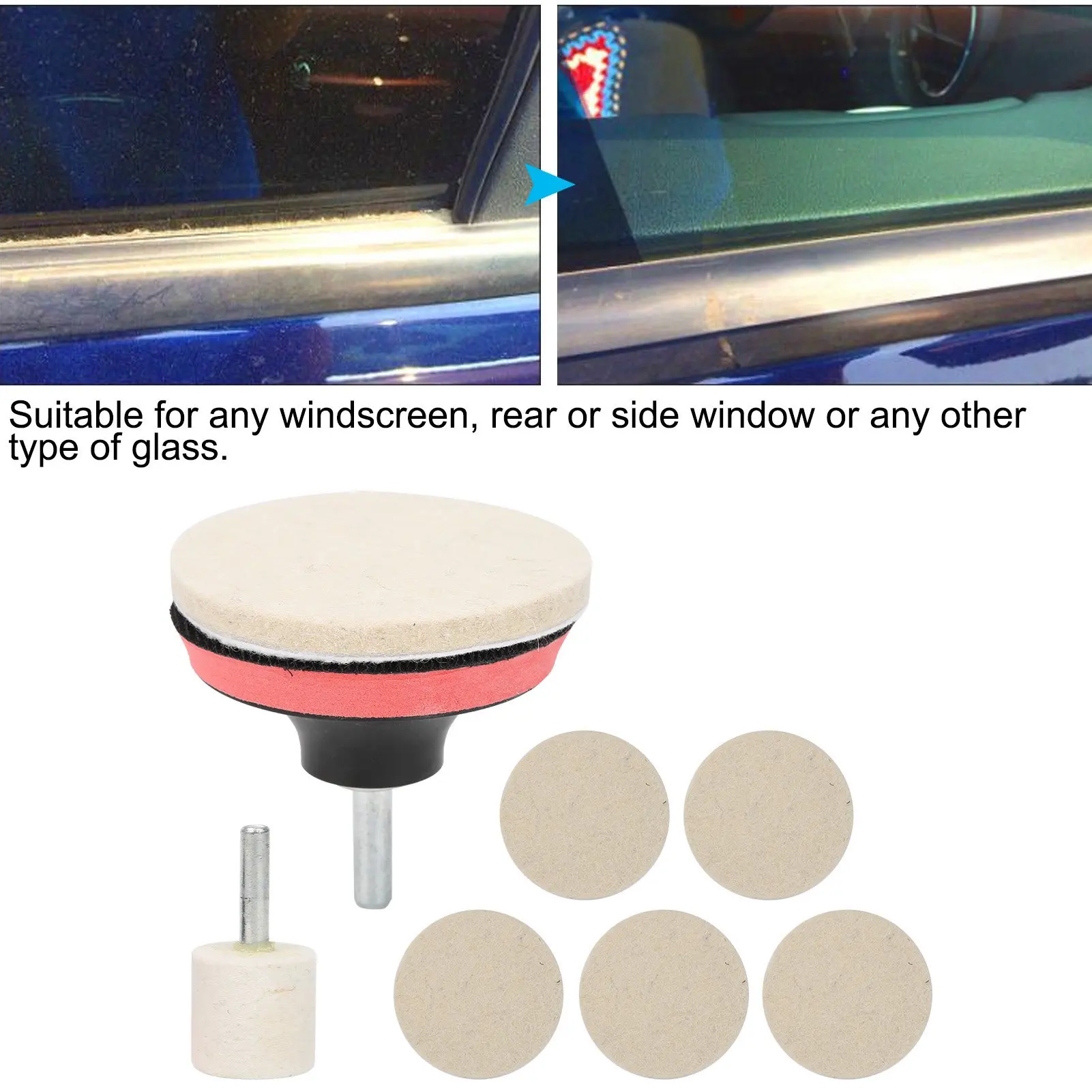 Car Windscreen Glass Scratch Remover 100g Cerium Oxide Powder Polishing Kit Wheels Set Polish Pads Glass Polishing Tool