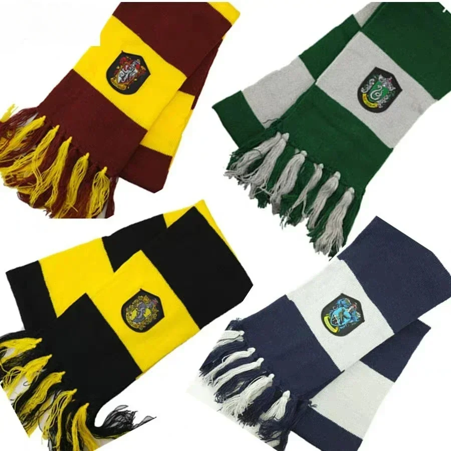 Hogwarts Wizarding World College Scarf Harries Potters Cosplay Warm Knitted Embroidered Style Gryffindor Slytherin Scarf Gifts