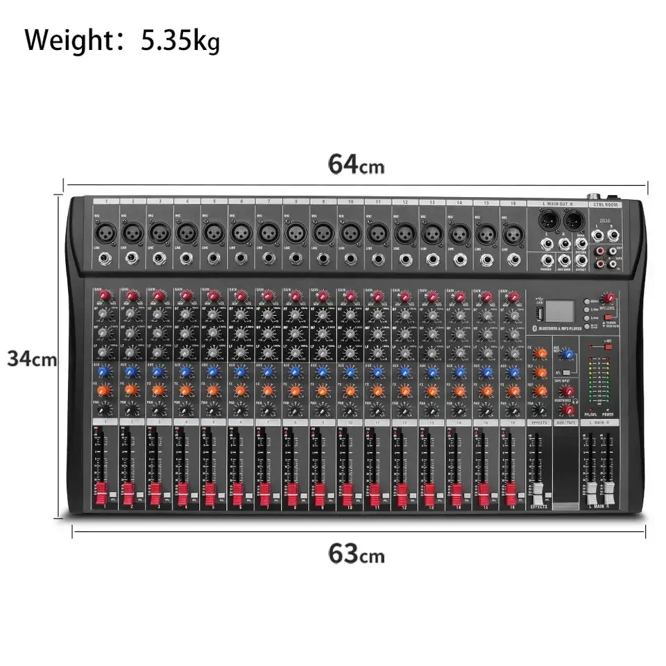 Contrôleur DJ professionnel OEM DX16, 16 canaux, USB, centre commercial audio pour JEElectronic Organ, amplificateur de puissance pure