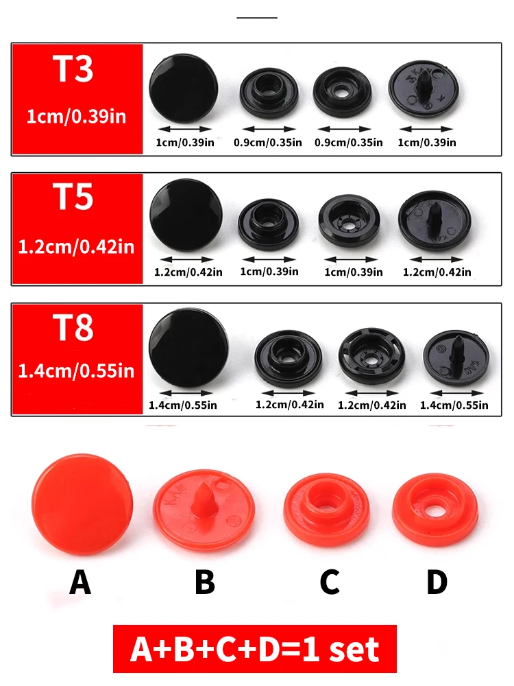 100/150 pz T3 T5 T8 resina Snap Poppers a forma di U chiusura a scatto pinze bottoni Kit bottoni bottoni di stoffa fai da te strumento per cucire e