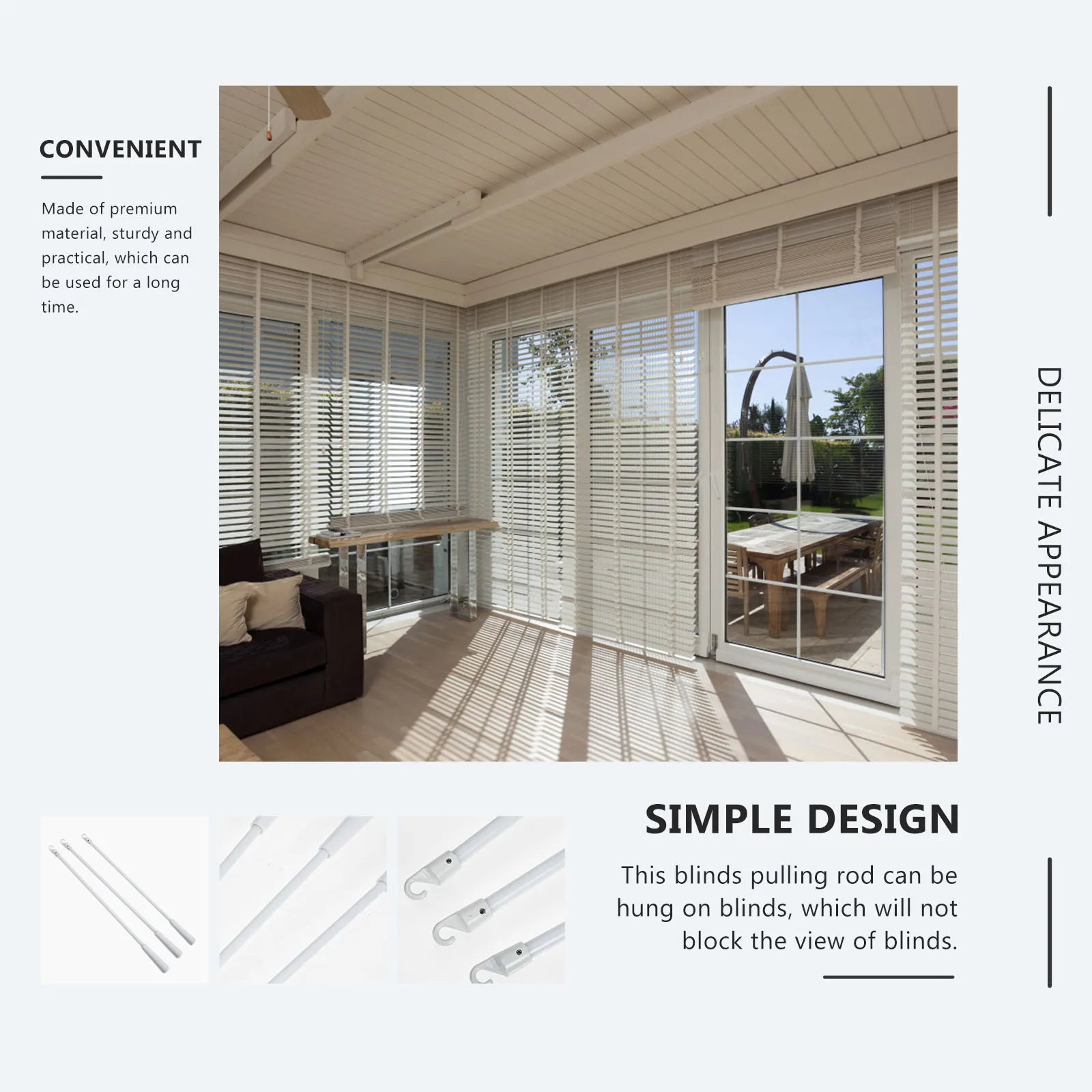 

3 Pcs Wands Accessories Window Rods Fiberglass Blinds Pulling Vertical 12 Inches