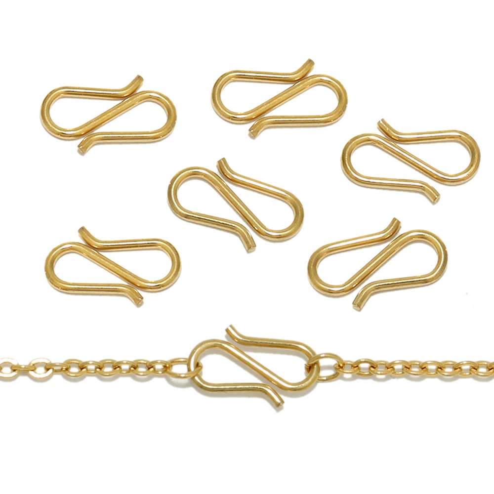 20pcs Stainless Steel Gold Color Plated S Shape Clasps DIY Necklace Hooks Connectors Bracelets Jewelry Making Finding Supplies