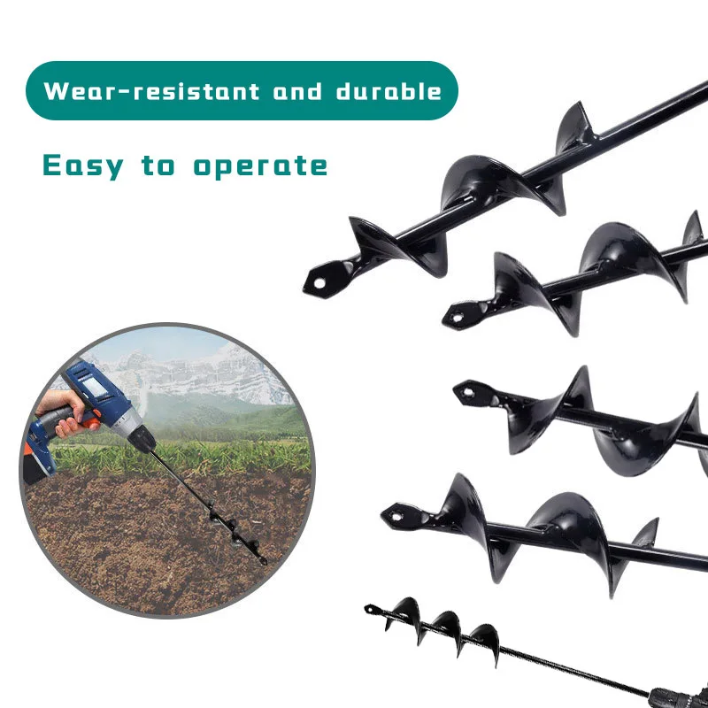 Garden Earth Auger Spiral Drill Bit for Planting Flowers & Vegetables – Manual or Electric Drill Hole Digger for Soil Loosening