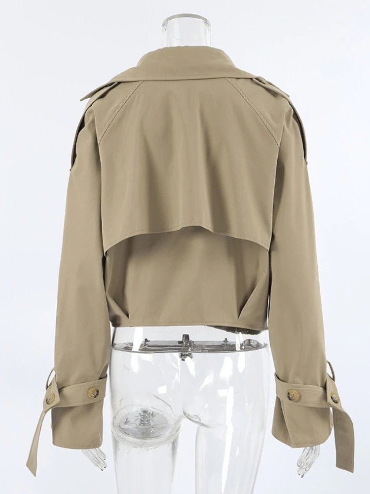 FDYOUI Khaki Trenchcoats für Frauen 2025, Herbst, zweireihig, langärmelig, Jacken, Streetwear, Y2K, weiblich, lässig, Top-Outer