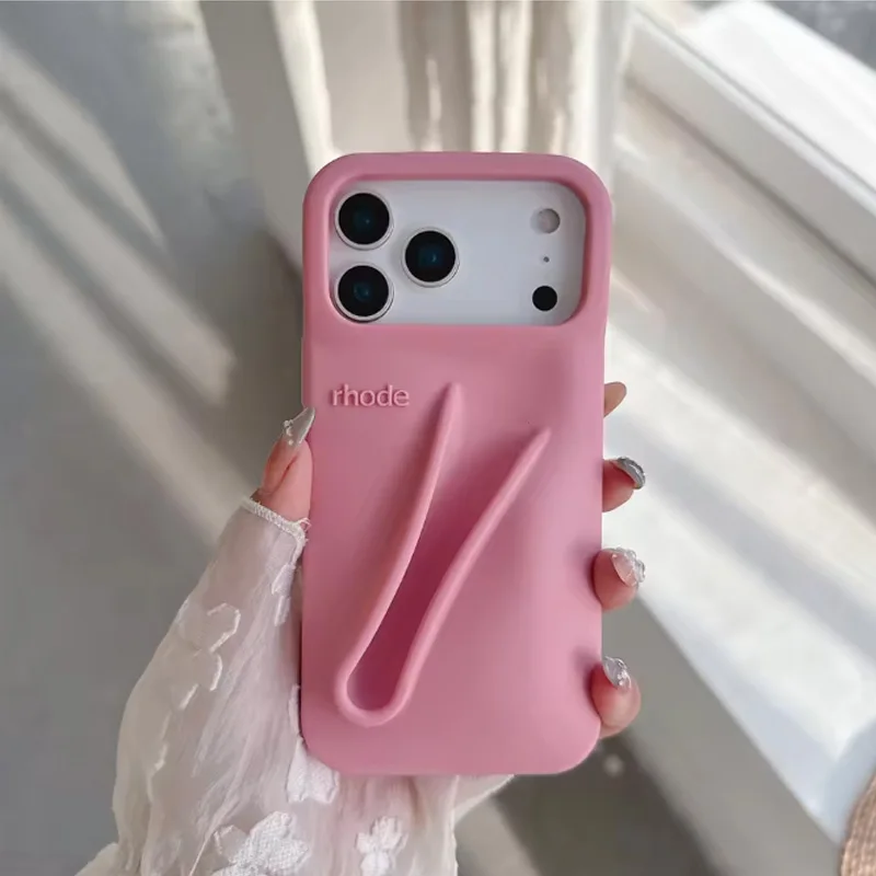 Hot-Trend Rhode Lipgloss Houderhoes voor iPhone 11-17, Anti-Val 3D Design Dikke Siliconen Enkelvoudige Telefoonhoes