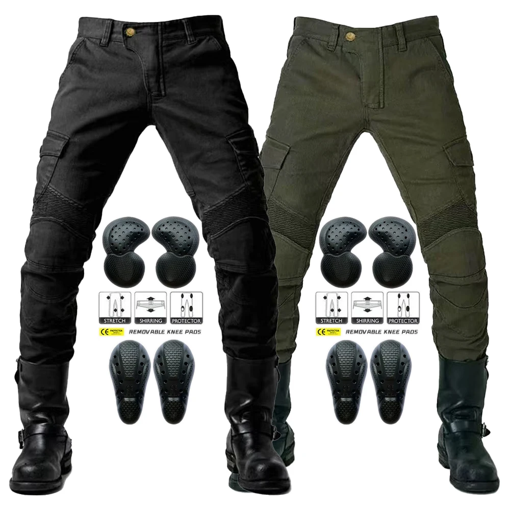 

2024 New Motorcycle Black Men Fashion Pants Upgrade Extension Protector Detachable Racing Road Rider Four Seasons Casual Jeans