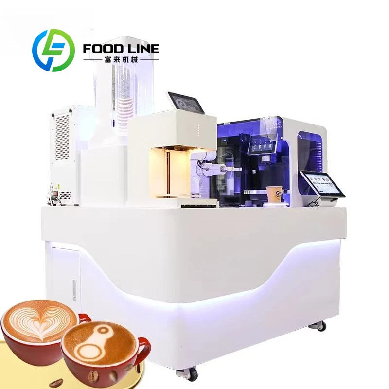Customized Commercial Vending Machine Automatic Metal Barista Robot for Coffee Latte Art Function