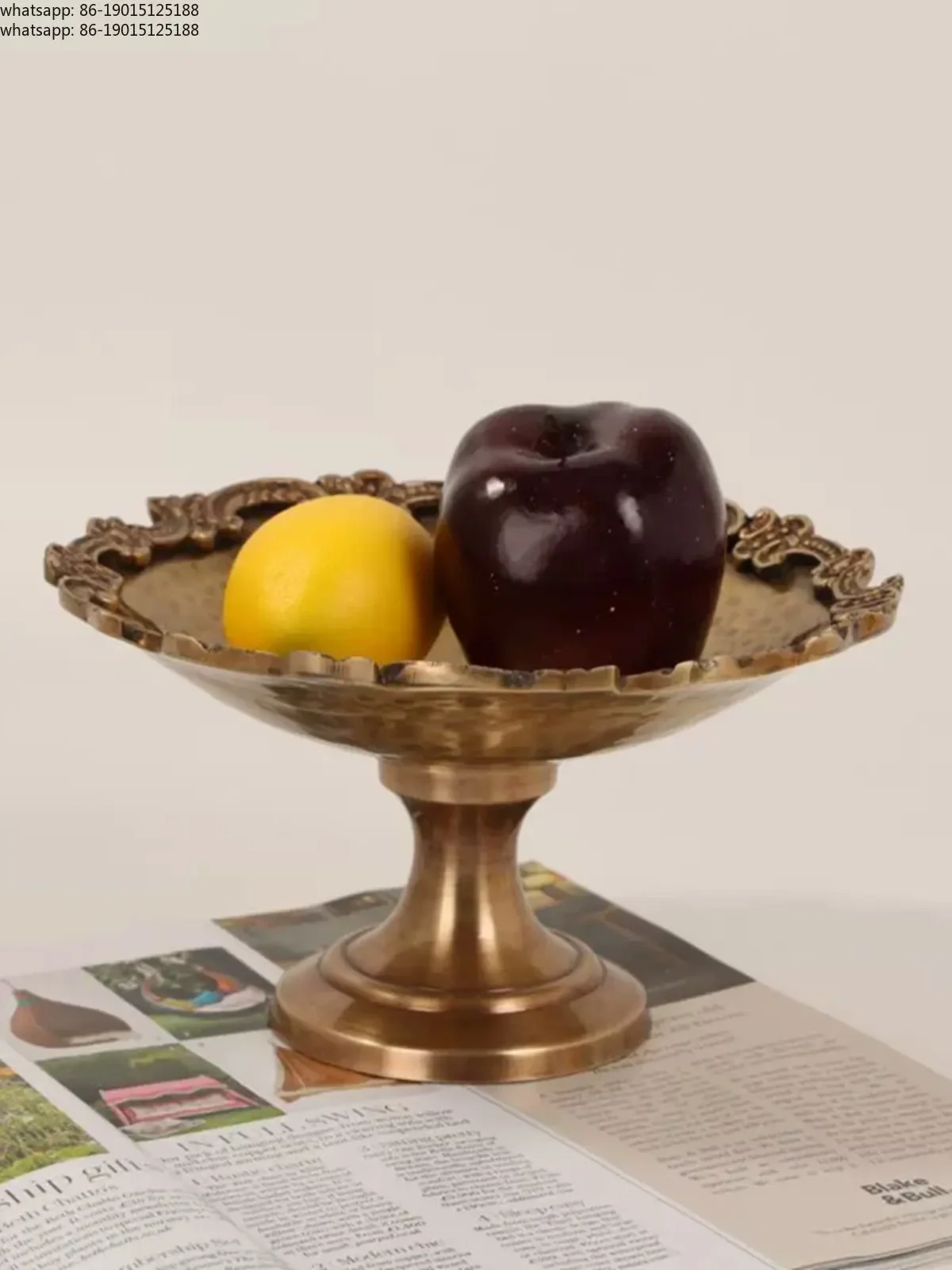 Imported American handmade brass thick fruit tray living room tea table snacks candy bowl Ritual Buddha serving bowl