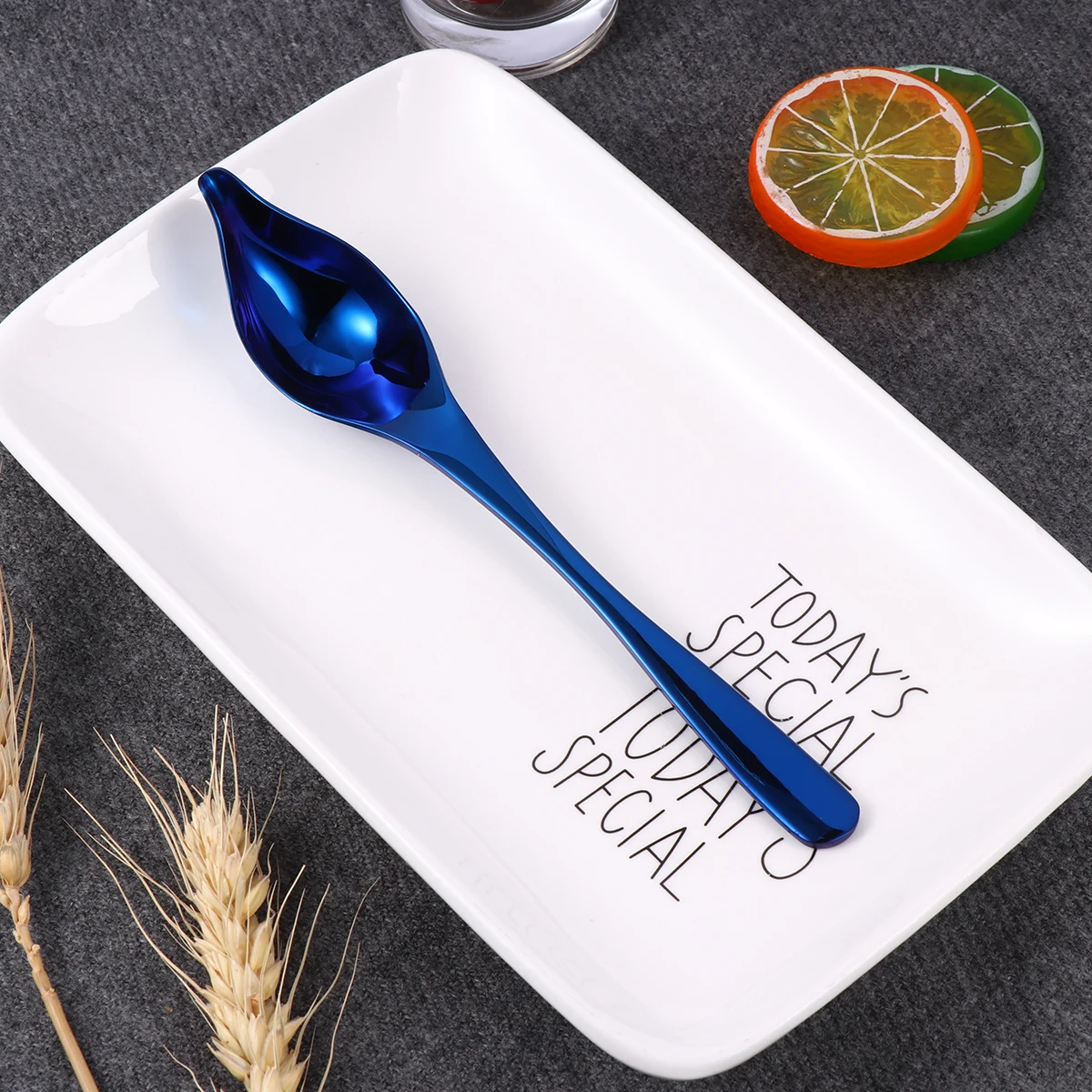 

1Pcs Stainless Steel Seasoning Scoop Blue Sauce Spoon Spicy Spoon for Home Kitchen Restaurant Measuring Oil