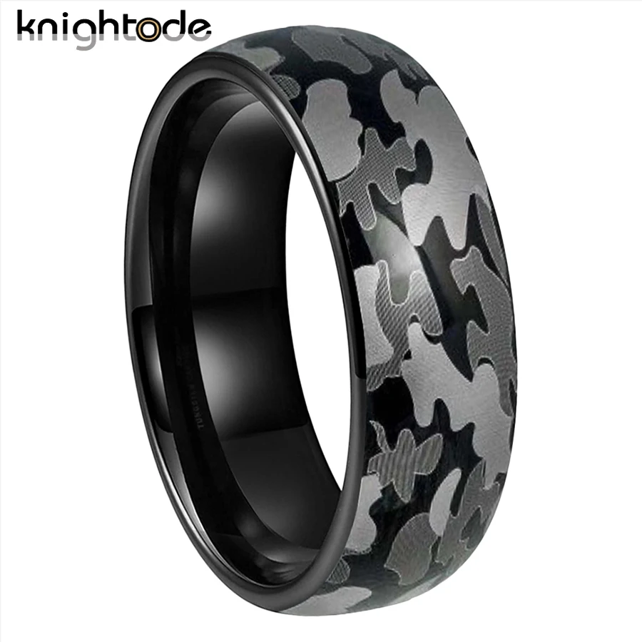 6mm 8mm Camouflage Tungsten Carbide Rings Men Women Personality Rings Fashion Jewelry Dome Polished