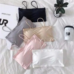 Ice Silk Crop Top Seamless Sling Tube Top Sleeveless Camisole Underwear Ladies Intimates Bralette