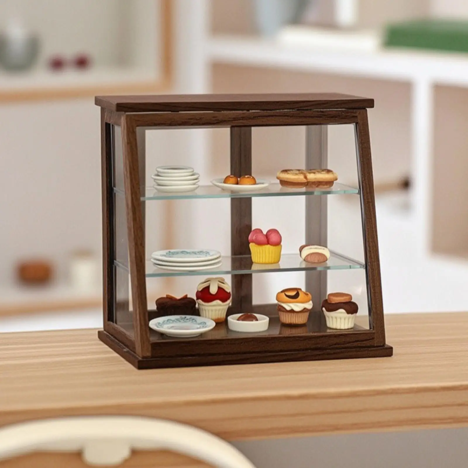 Dollhouse Bakery Cabinet 1/12 Scale Dollhouse Display Cabinet Wooden for Diorama