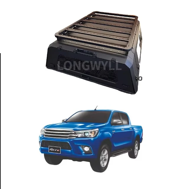 

Custom-Fit Pickup Canopy for Hilux Revo Rust-Proof Hardtop Truck Topper Universal Cargo Canopy with Toolbox