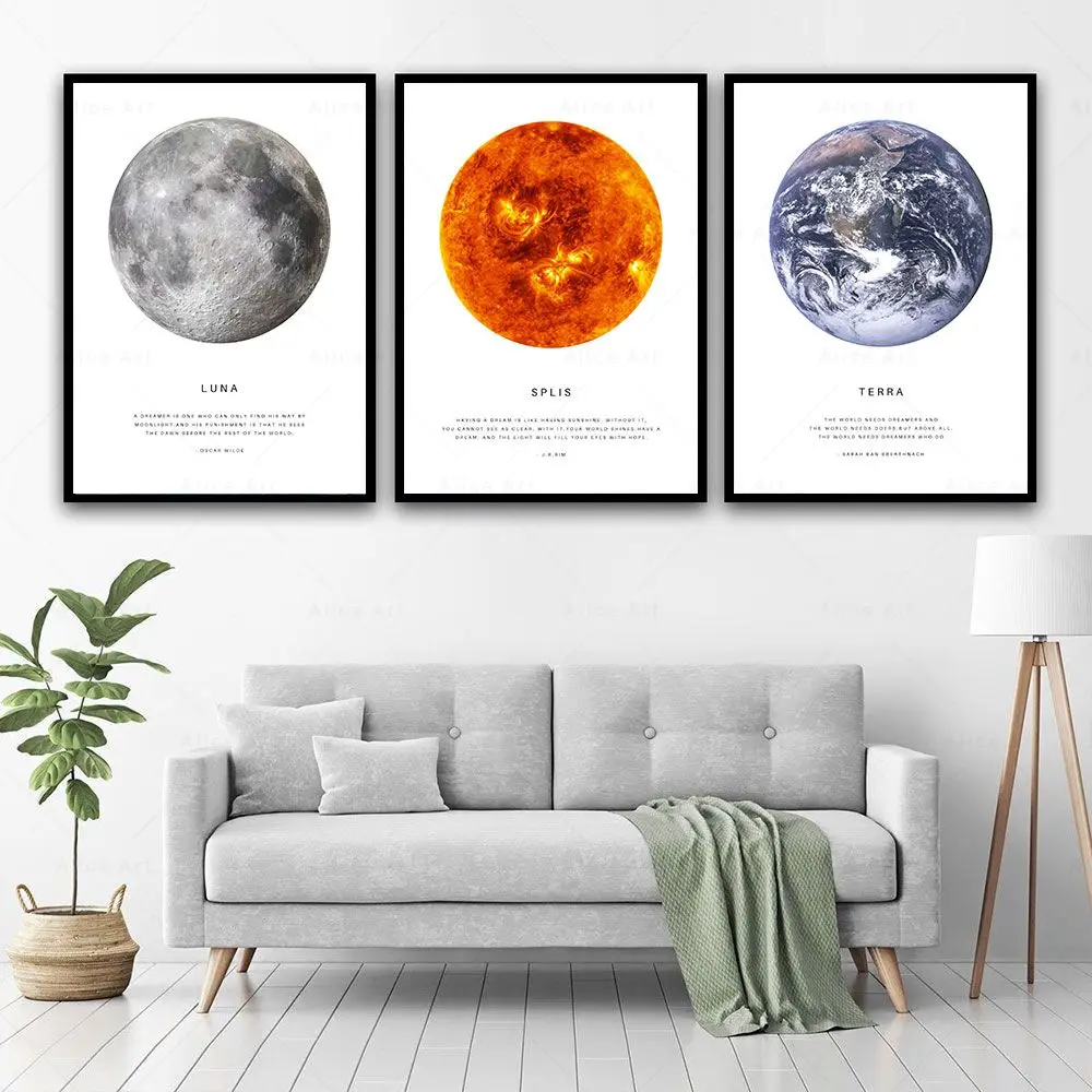 Astrology Moon Earth Sun Poster Inspirational Quote Prints Planet Space Wall Art Canvas Painting Pictures Living Room Home Decor