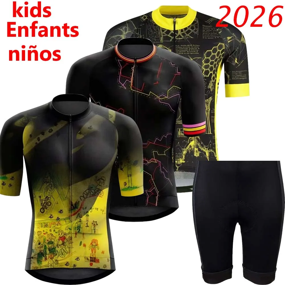 Kids France Tour 2026 Cycling Jersey Set Wout Van Aert Boys Girls Cycling Child Clothing Road Bike Shirts Suit Bicycle MTB Ropa