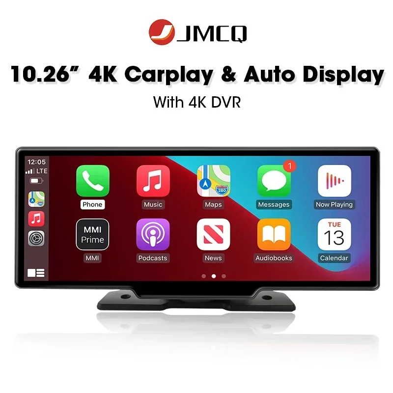 

JMCQ 10.26" wireless Carplay Car Android Auto 4K Dash Cam Rearview mirror camera Dual Lens DVR Video Recorder GPS 24H Park AUX