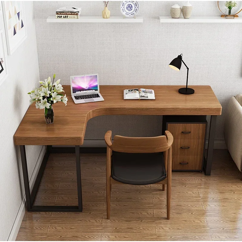 

L Shape Wood Computer Desk Luxury Designer Funny Wooden Office Computer wood table with Storage Vanity computer table