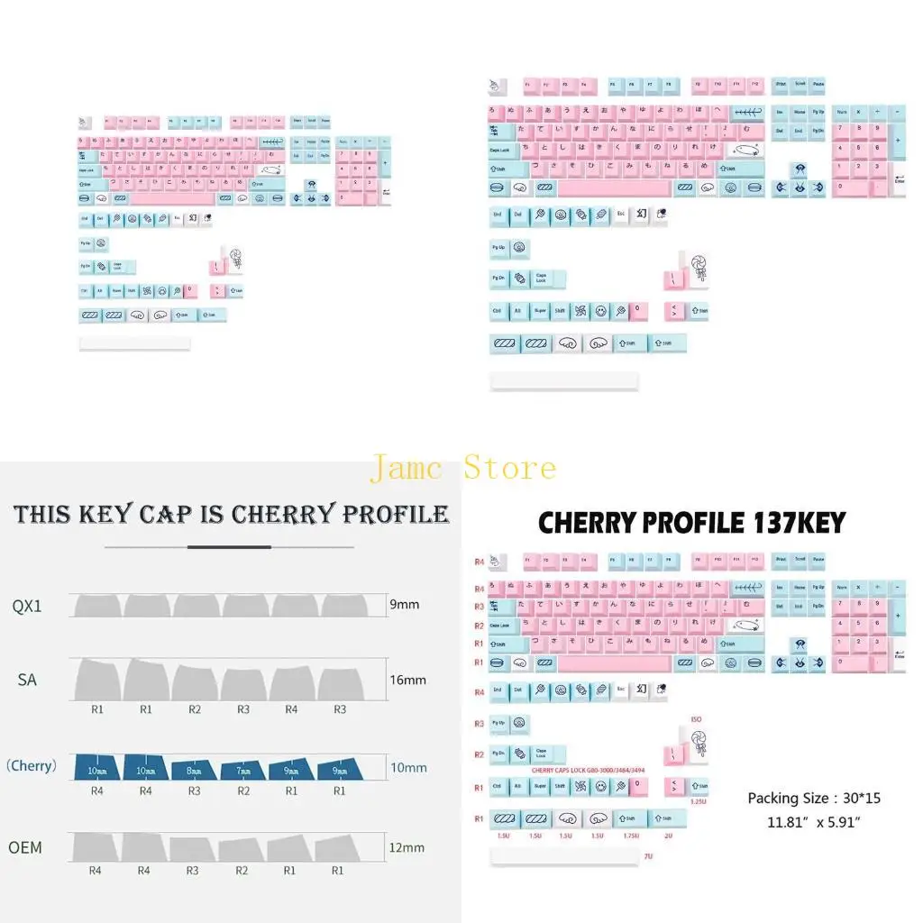 LX0B 137keys Sweet Girl Keycap PBT Cherry Profile Standard Sublimation Process Keycap