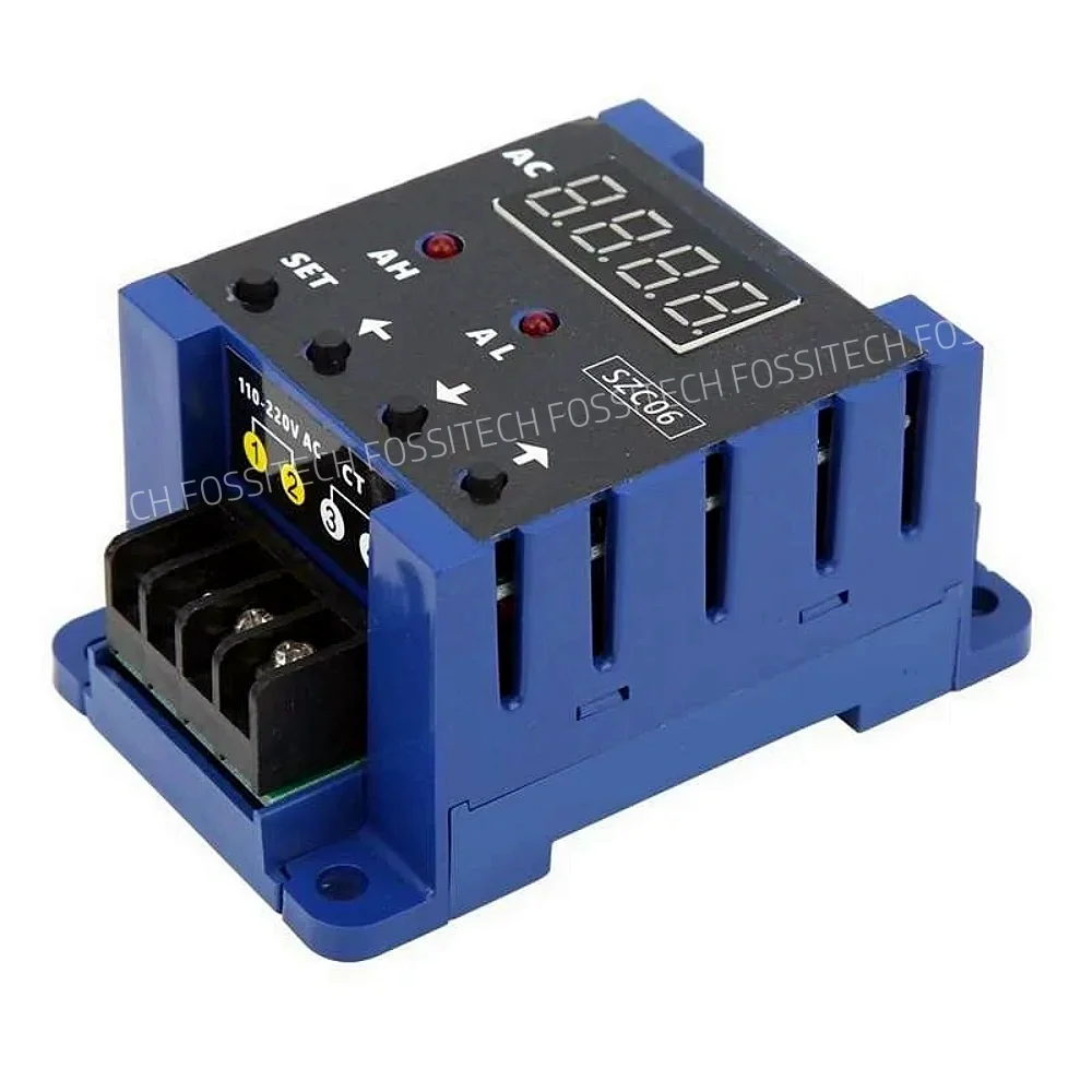 SZC06 AC 디지털 전류계 0.3-50A 측정 범위 상단 하단 제한 알람 지연 릴레이 감지, 110-220V 50A 100A 200A 전류계