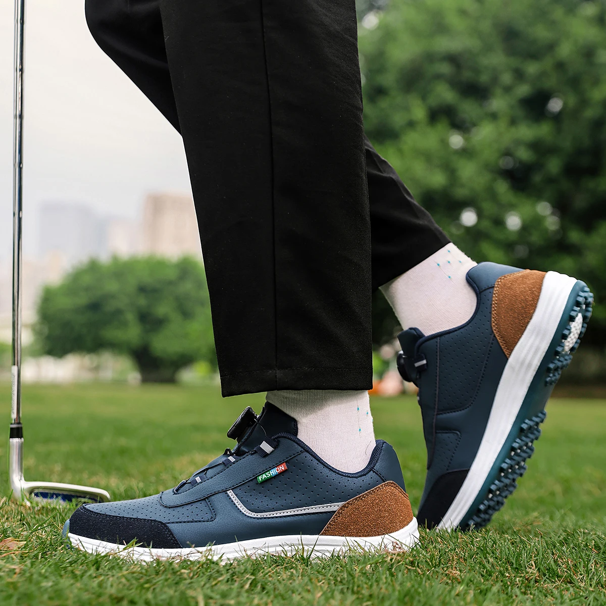Unisex-Golfschuhe ohne Spikes, wasserdicht, rutschfeste Gummisohle, atmungsaktive, gepolsterte Sneaker für Golfplatz- und Outdoor-Training – Detail 3