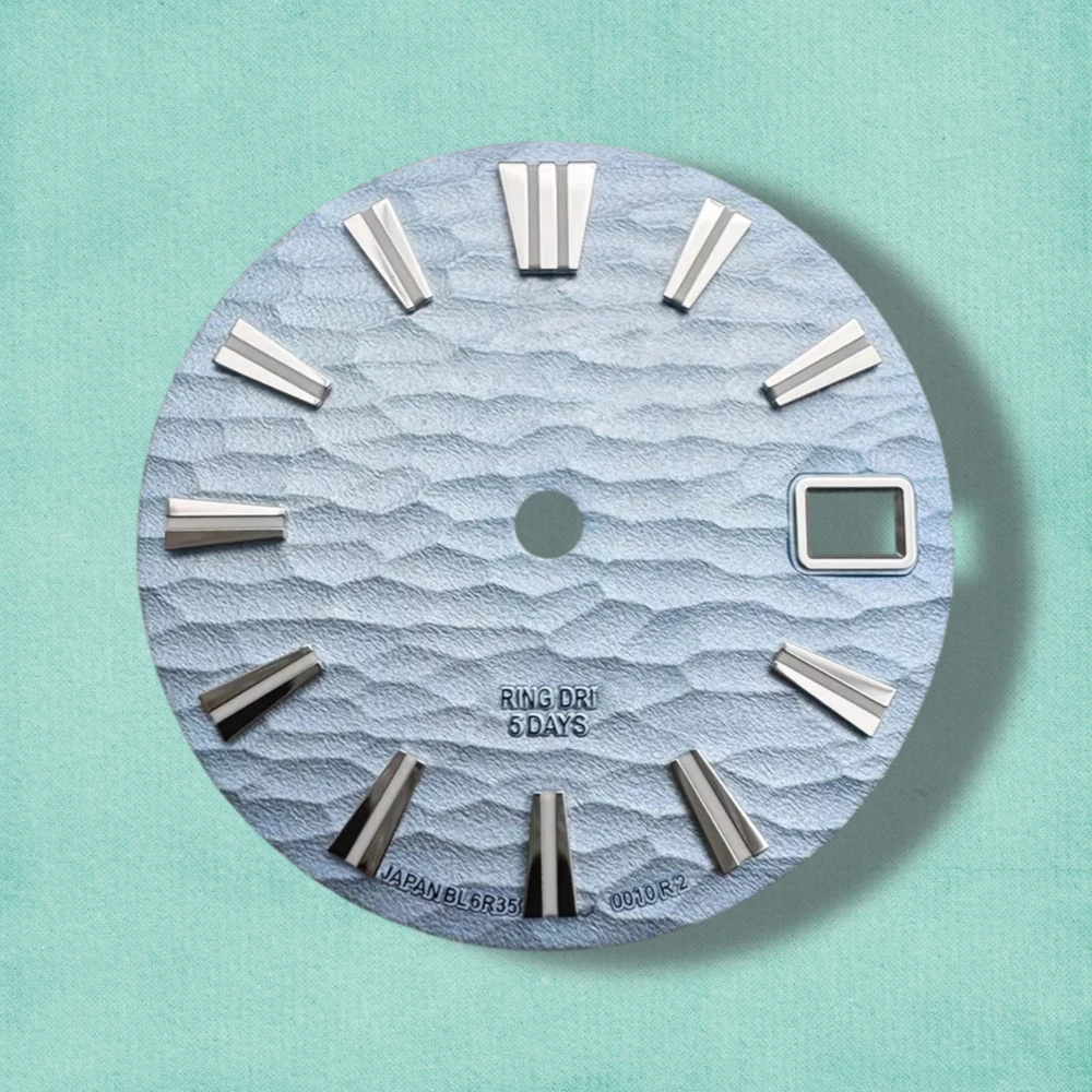 28.5mm GS Logo Wave Dial Suitable For NH35/NH36 Japan Movement Green Luminous High Quality Watch Modification Accessories