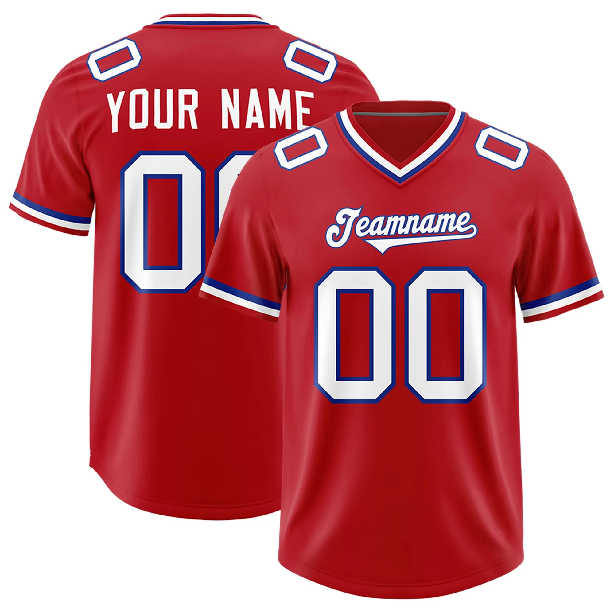 Customized American Football Jersey Rugby Stitched Name Number Team Jersey Wholesale Breathable Wear Red Pullover Streetwear