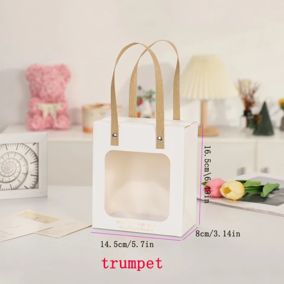 5/10/20 teile/satz Rosa Weihnachten Geschenk Verpackung Tasche Transparente Fenster Papier Box DIY Schokolade Hochzeit Geburtstag handheld Geschenk Pack – Detail 1