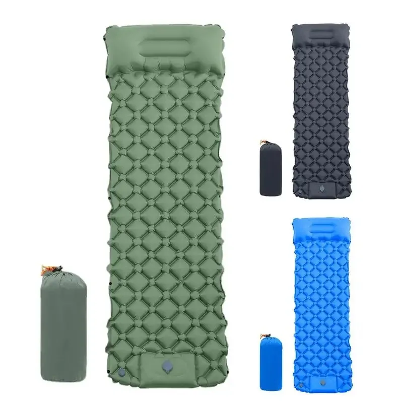 

Outdoor Camping Sleeping Pad Folding Inflatable Mattress with Pillows Ultralight Air Mat Built-in Inflator Pump Travel Hiking