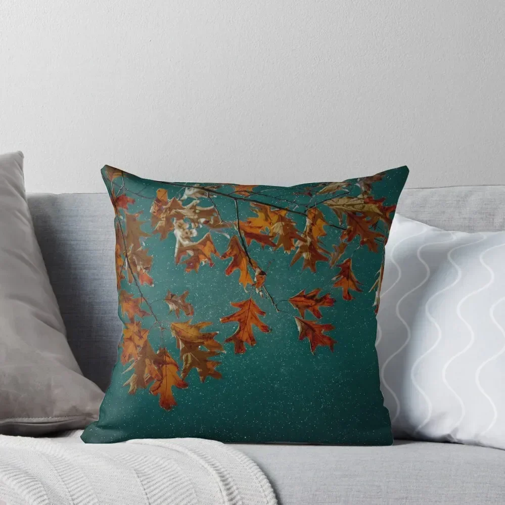 

Rust Oak Leaves on Teal Night Sky Throw Pillow autumn decoration Throw Pillow Covers Christmas Throw Pillows Covers pillow