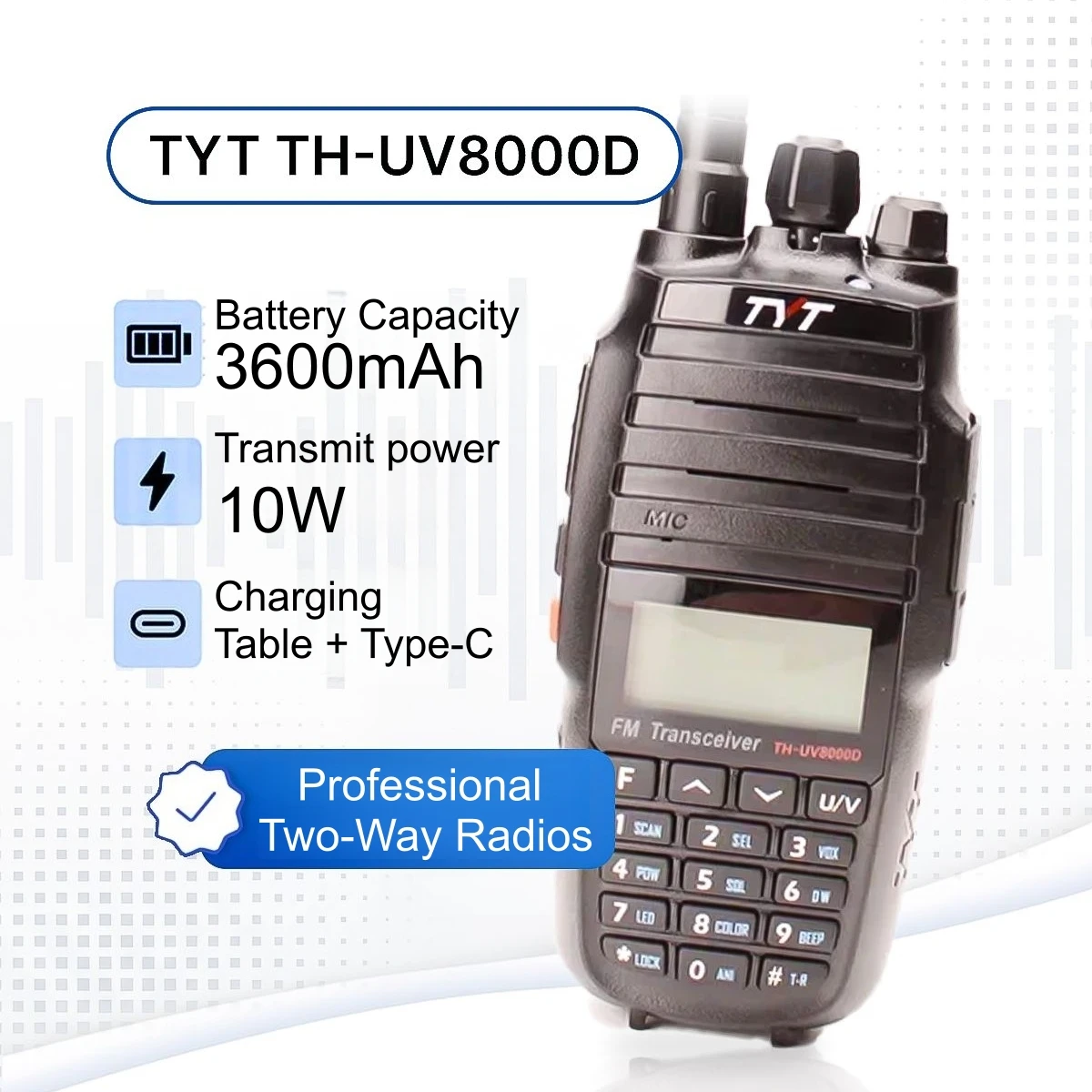 TYT TH-UV8000D 10W VHF UHF Portable Radio Cross Band Relay For Stable Communication Emergency Dispatch Center