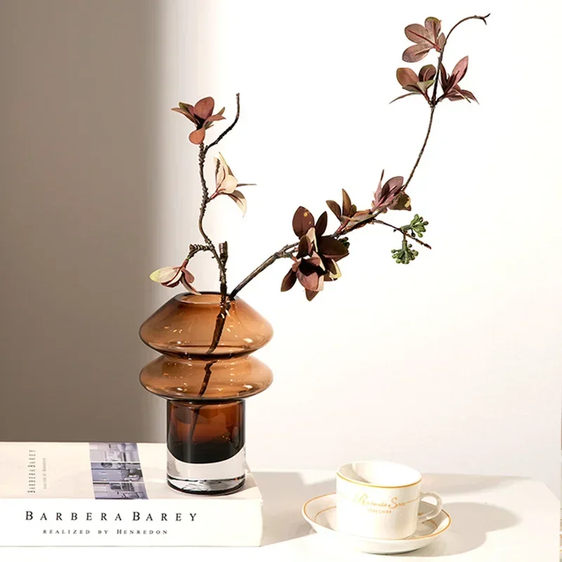 

16wwGlass Vase Transparent Mushroom Shape Flower Vase Hydroponics Terrarium Floral Arrangement Home Decoration Accessories