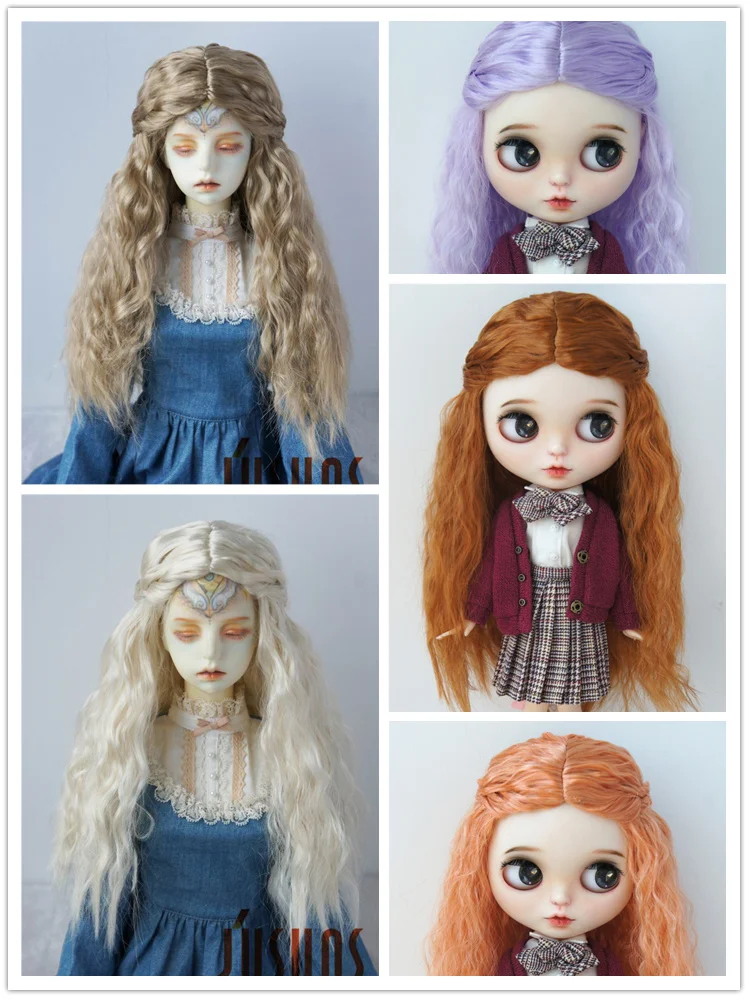 JD119 All Sizes Fashion Long Curly BJD Synthetic Mohair Wigs For Tiny OB11 YOSD MSD SD Blythe Qbaby Doll Hair Cheap Accessories