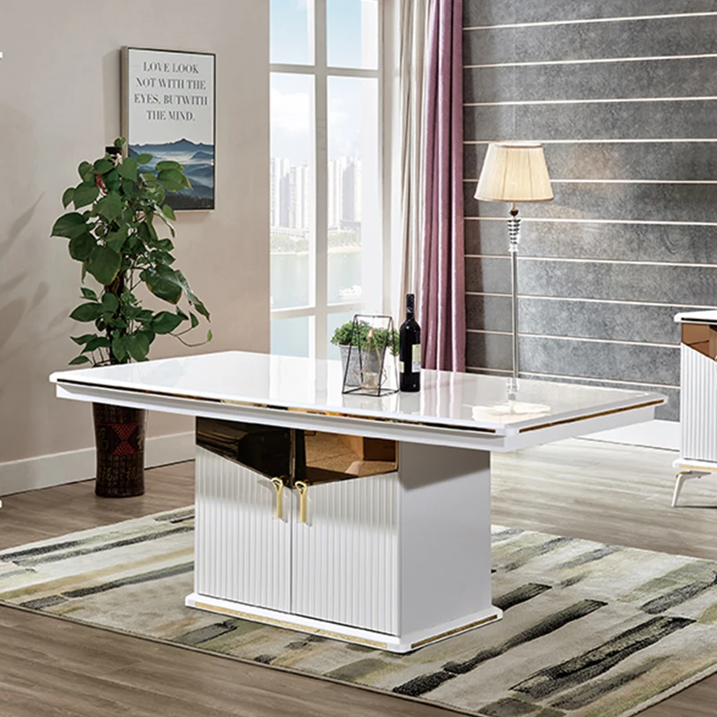 

&Wholesale Modern Wooden Dining Tables and Chairs Set Home Luxury Dining Room Furniture With Sideboard Wine Cabinet