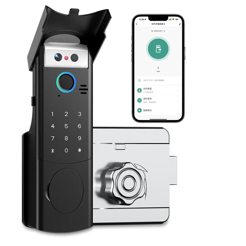 Face Recognition Door lock With Smart Doorbell & 2 Smart Cat's Eye Camera Support Visual Intercom by Tuya Smart Life App