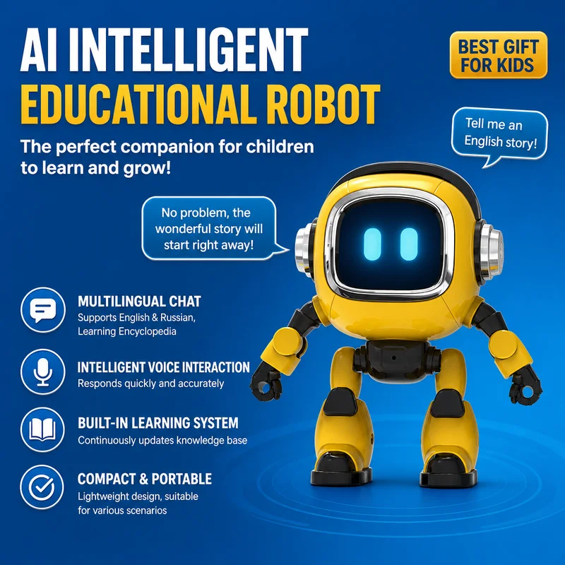 ai搭載の知能教育ロボットおもちゃ。多言語対応の音声チャット機能、インタラクティブな機能、内蔵学習システム、持ち運び可能なスマートコンパニオン。