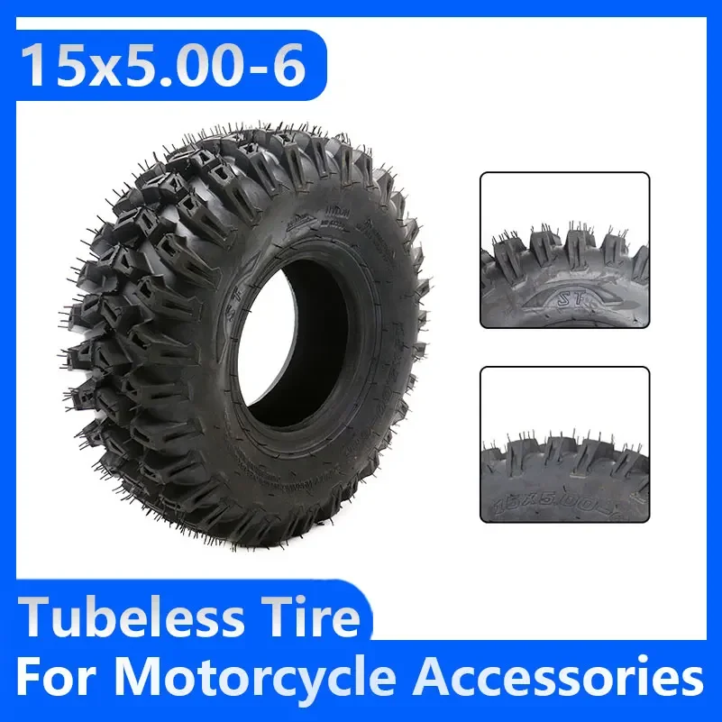 15x5.00-6 Vacuum Tire 6 Inch Wheels For Atv Snow Sweeper  Agricultural Vehicle Wear-resistant and non-slip  Accessories