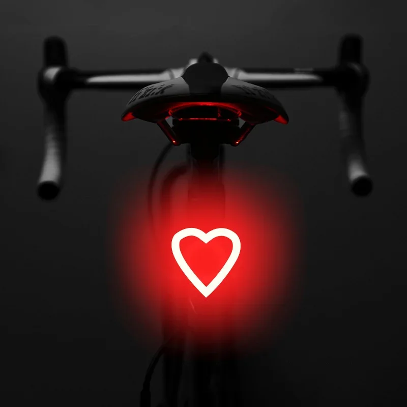 Bicycle Taillight Multi Lighting Modes USB Charge Led Bike Heart Shape Light Flash Tail Rear Lights for Road Mtb Bike Seatpost