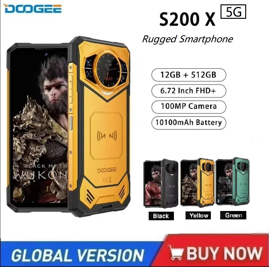 DOOGEE S200 X 5G Rugged Smartphone 12GB 512GB Android 14 6.7