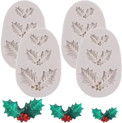 Christmas Holly Leaf Shape Silicone Mold Fondant Cake Cookie Decor Tools Chocolate Cupcake Cookies Baking Safety Silicone Mold