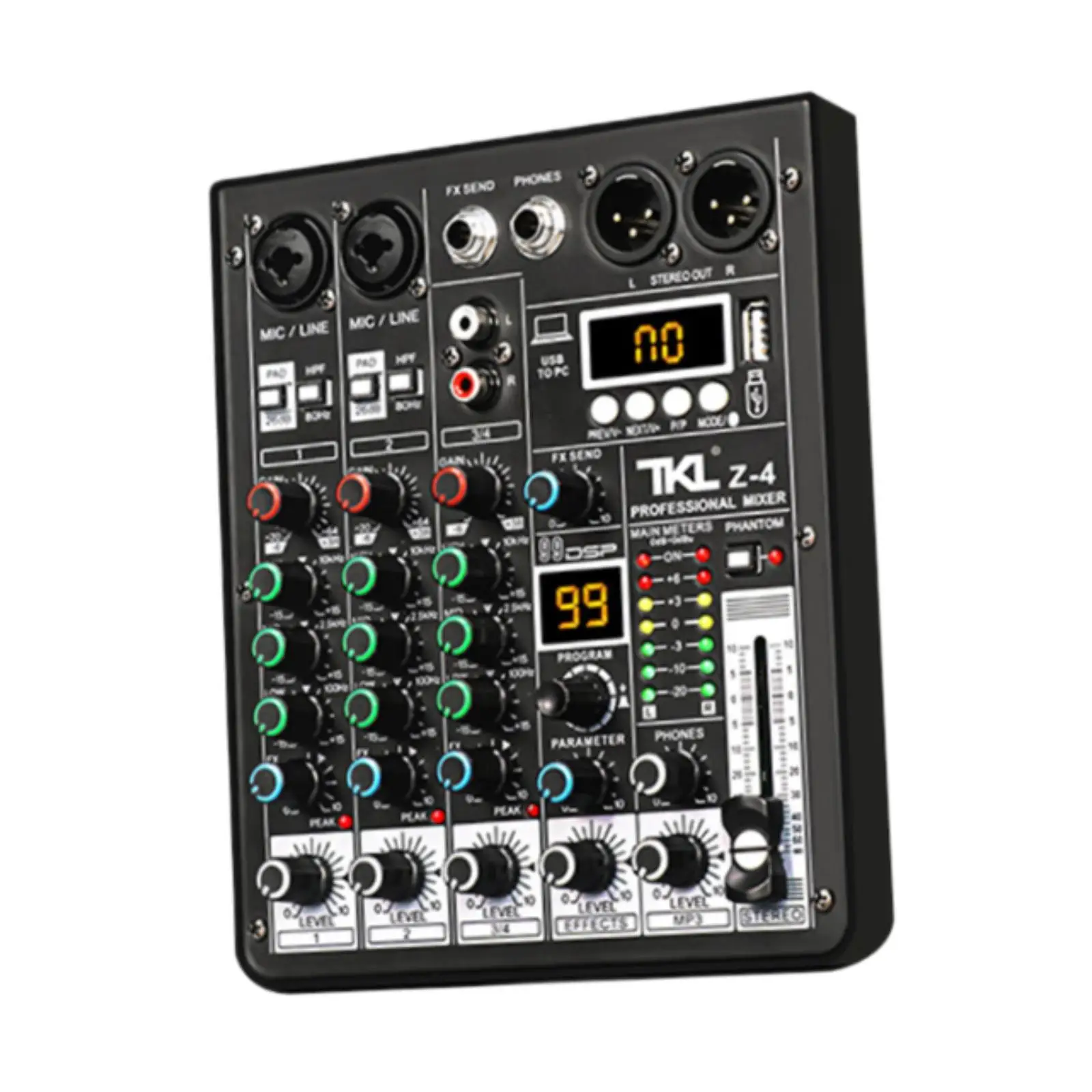 Audio Mixer Portable USB DJ Controller Sound Mixer for Live Recording Studio