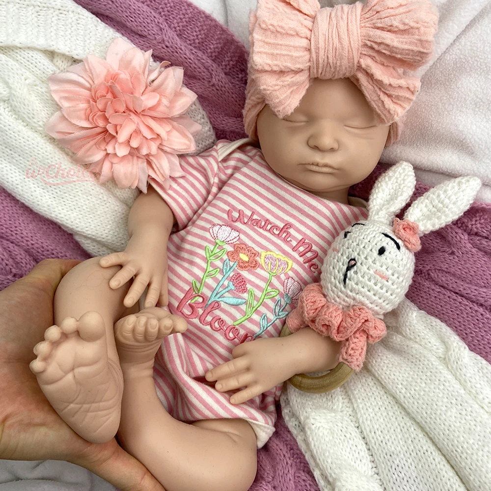 Pasgeboren Siliconen Babypop Full Body Gewogen Handgeschilderde Reborn Pop Gesloten Ogen Levensechte Meisje Collectibles DIY Reborne Kunstenaar