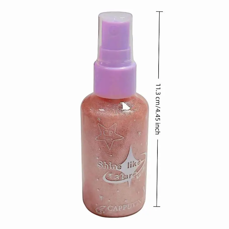 Cappuvini Peach Body Glitter Spray Diamond Sparkling Highlighter Liquid Champagne Bronzer Shimmer Full Body Shiny Cosmetics 65g. - view 6