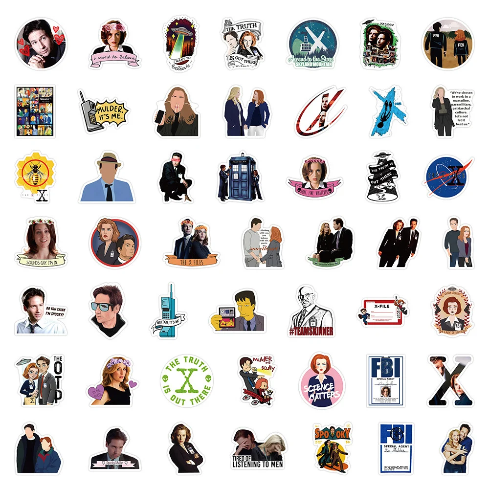 10/30/53pcs TV Show The X-Files Stickers Decals DIY Graffiti Laptop Luggage Motorcycle Waterproof Cartoon Vinyl Sticker Packs