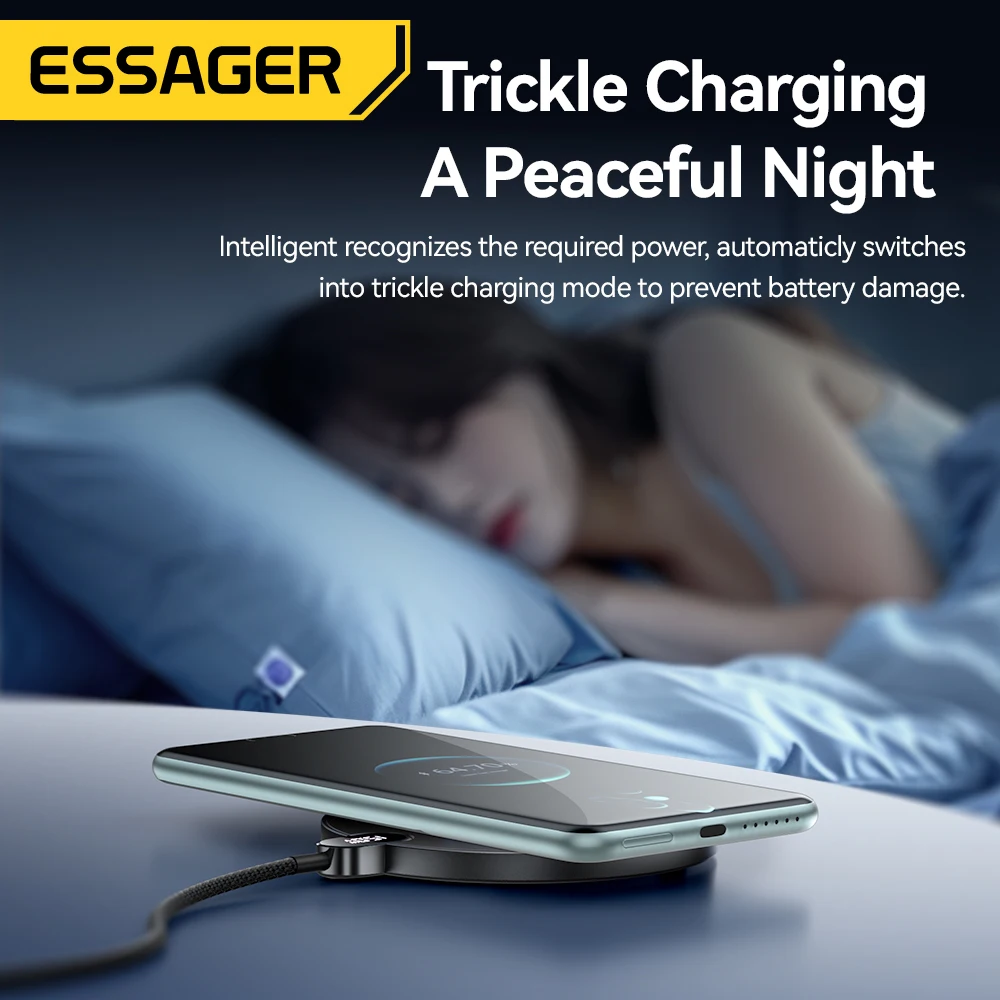 Essager-Chargeur sans fil à affichage numérique LED, chargeur rapide, 15W, iPhone 16, 15, 14 Pro Max, Samsung 23, Xiaomi, Huawei