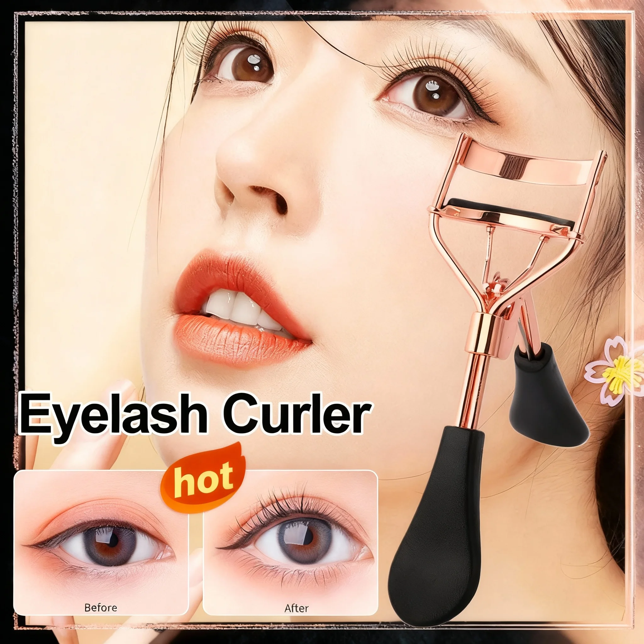 رمش بكرة الشعر رمش بكرة الشعر الملقط مقبض منحني لا تؤذي الرموش طويلة الأمد الشباك العين ماكياج أدوات التجميل #1