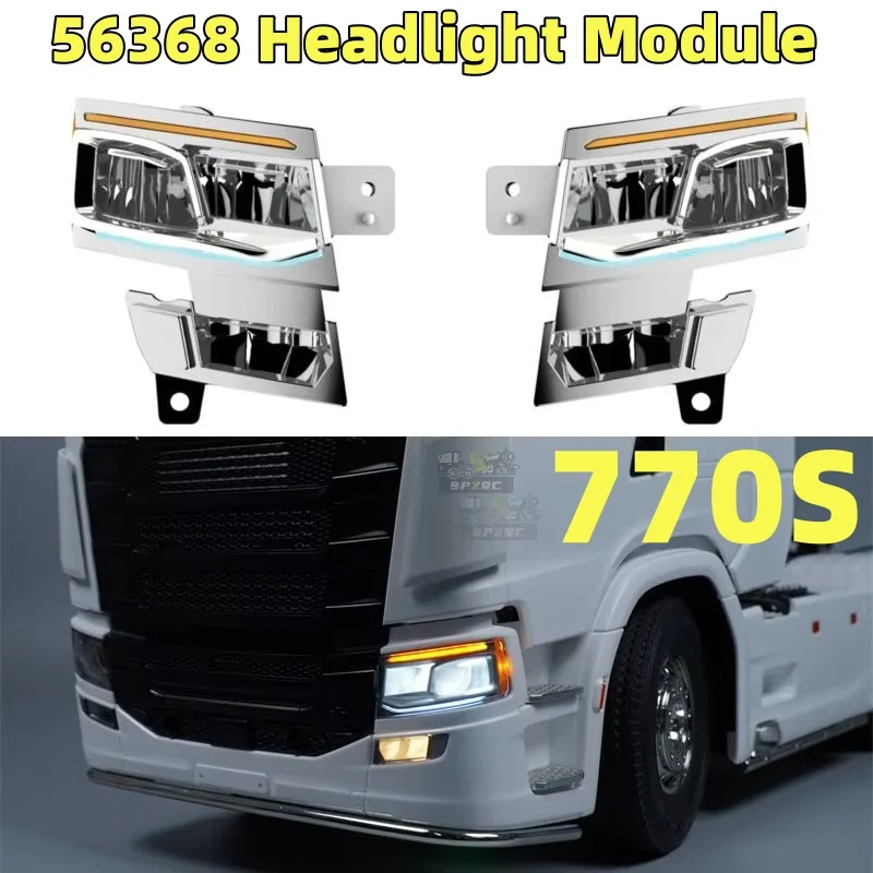 770S محاكاة 5 فولت نظام الإضاءة الأمامية مصباح ل 1/14 Tamiya RC سكانيا سكانيا 770S 8X4 56368 56371 MFC-03 M24 سيارة #1