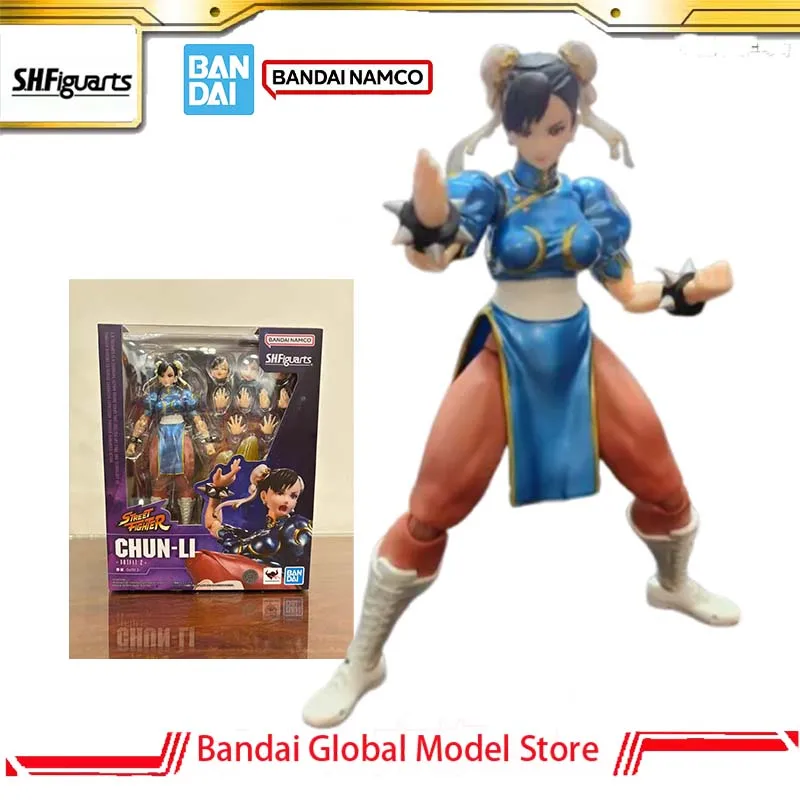 Bandai Original Genuine Street Fighter S.H.Figuarts Chun-Li Street Fighter Costume 2 Anime Figure Finished Model Christmas Gifts
