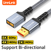 Unnlink 8K@60Hz DisplayPort Cable Male to Female DP 1.4 Extension Cable Alloy material Braided Protect for HDTV Laptop Projector