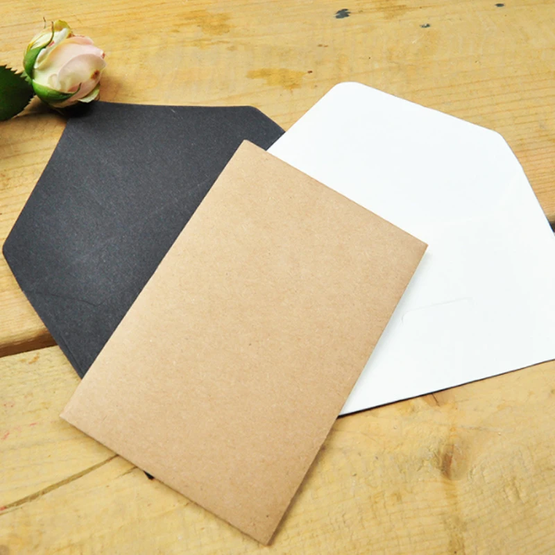 100Pcs Wholesale Envelope Blank gift handmade stationery Writing Paper Christmas black envelopes handmade Invitations 10.5*7CM